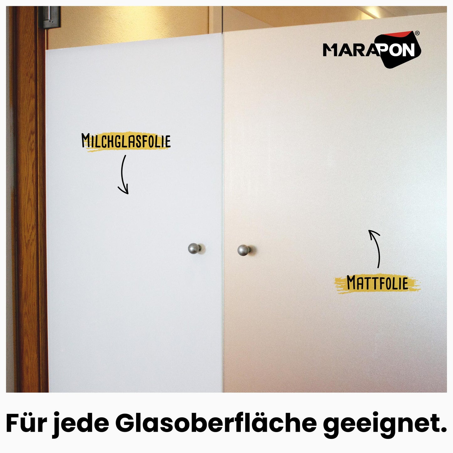MARAPON® frosted glass film opaque blackout [1.05x4 m] incl. eBook and video instructions - adhesive film privacy film for windows - window film - film for window privacy protection kitchen bathroom office - M10540W