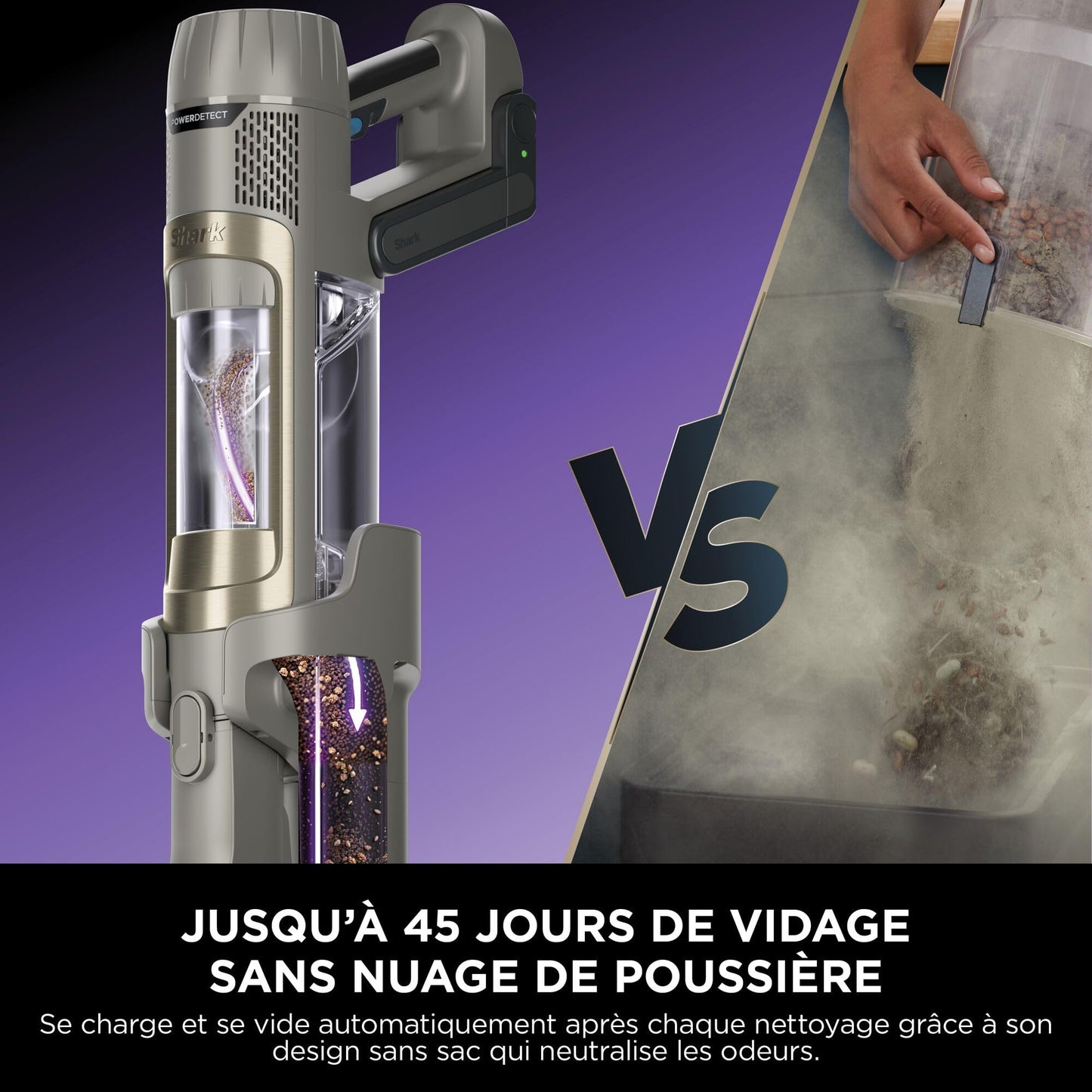 Shark PowerDetect Clean & Empty cordless vacuum cleaner with suction station, up to 70 minutes running time, wireless, self-draining, for animal hair, allergy sufferers, carpets and hard floors, with LED light, IP3225EUT