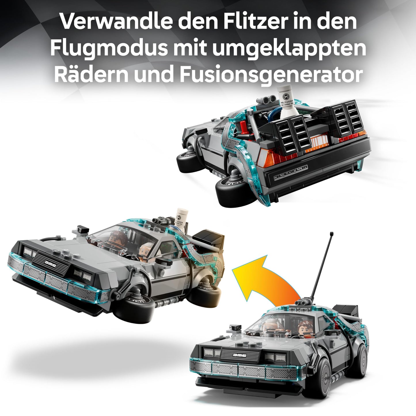 LEGO Speed Champions time machine from Back to the Future - children's toy with car model and 2 minifigures - Marty McFly and Doc Brown - creative gift for children aged 9 and up - 77256