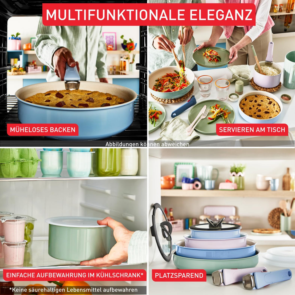 Set de vase de gătit Tefal Ingenio Serenity 4 piese, cu înveliș antiaderent Mineralia, economisire de spațiu, stivuibil, potrivit pentru toate tipurile de plite, lavabil în mașina de spălat vase, Blue Salt, L8294S04