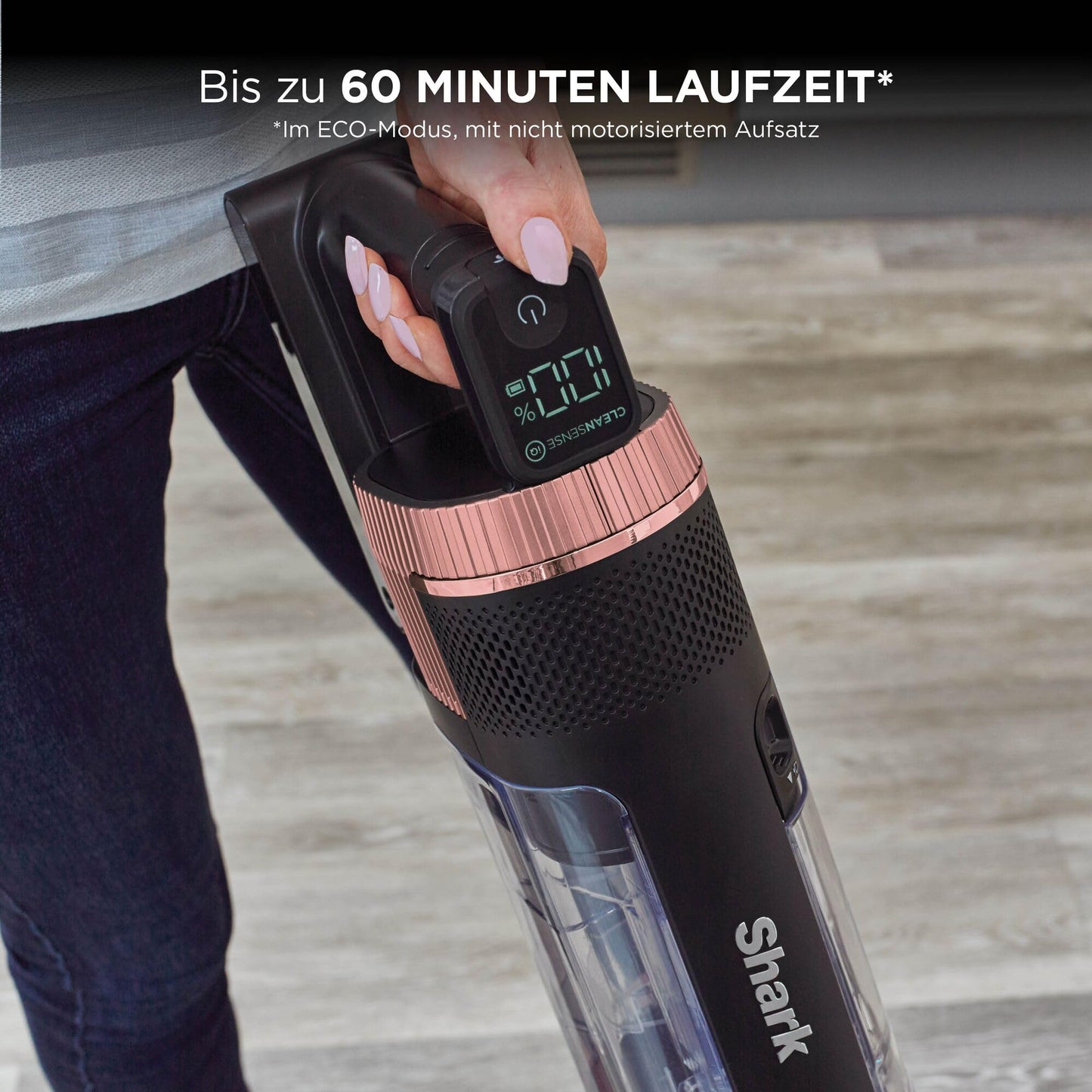 Shark Stratos cordless cordless vacuum cleaner, PowerFins Plus, 60 min runtime, anti-hair wrap & CleanSense IQ wireless vacuum cleaner, crevice & multi-surface attachments, rose gold/anthracite, IZ400EU