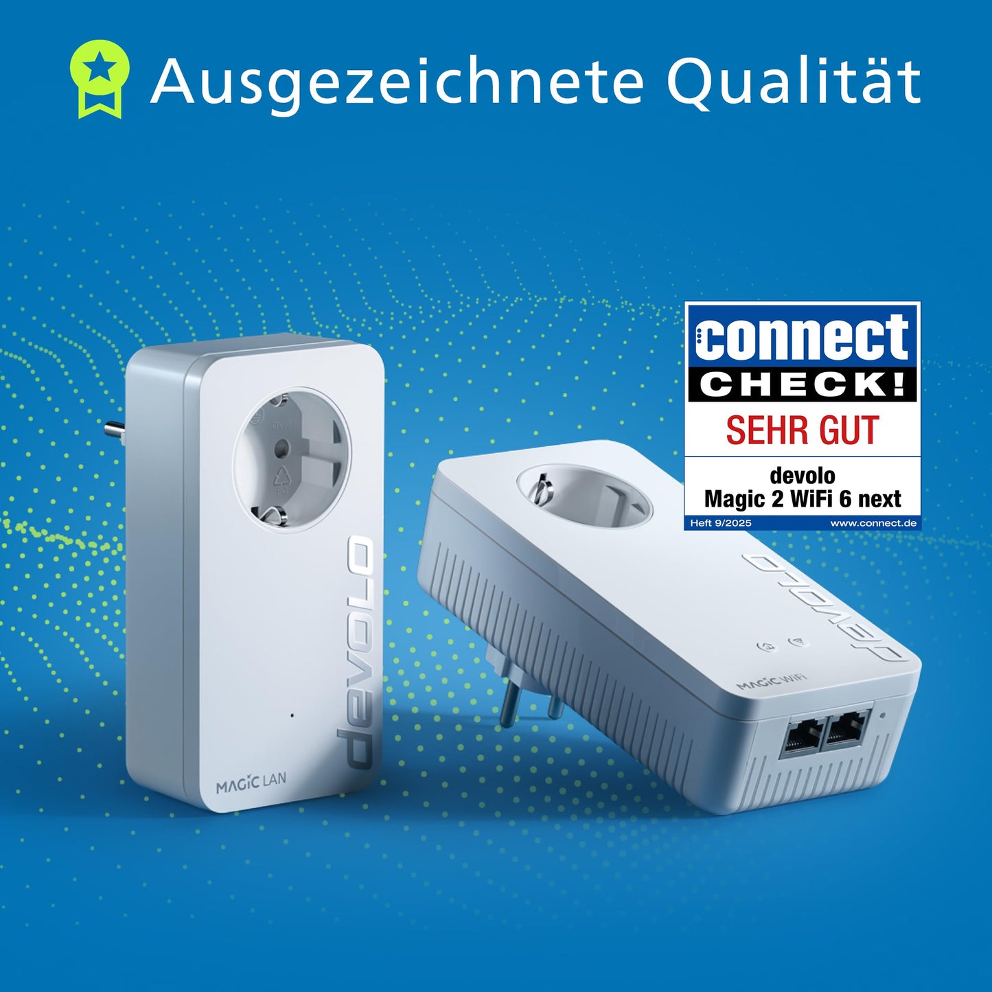 devolo Magic 2 WiFi 6 Next Starter Kit, WiFi powerline adapter, up to 3,000 Mbit/s via Wi-Fi 6, mesh WiFi socket, 2X Gigabit LAN, white - 7215