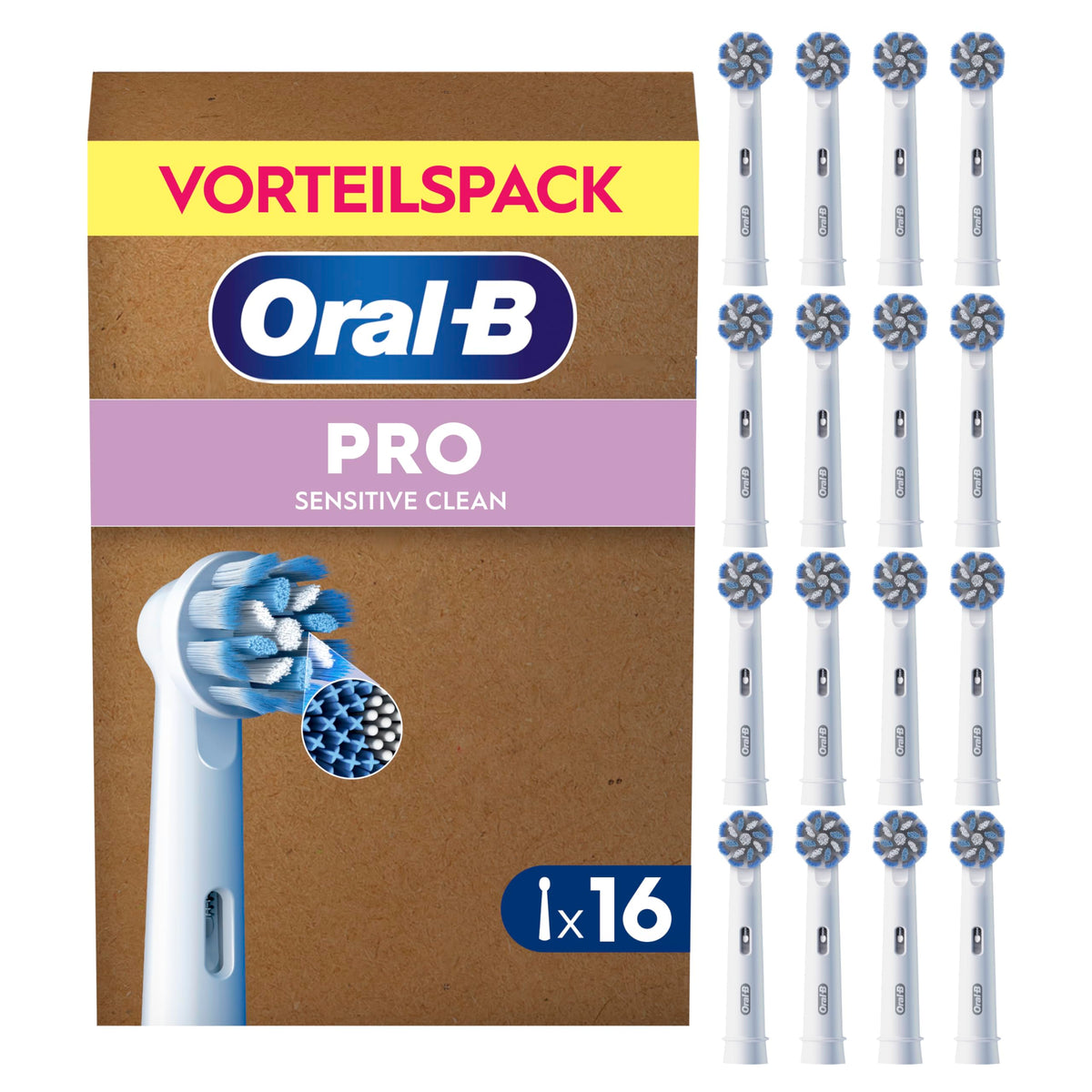 Oral-B Replacement Brush Heads PRO Sensitive Clean, White, 16 Pieces - 8006530033237
