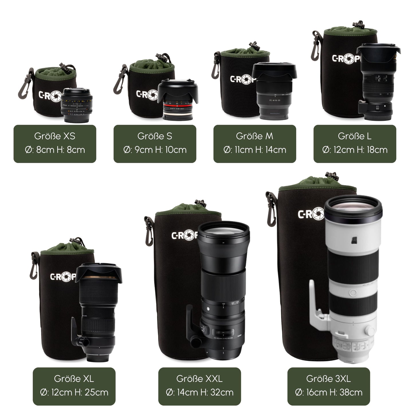 C-Rope Neoprene Lens Bag with Fleece Lining, Lens Case for Lenses and Camera Accessories, Size L - CRP-LNB-L-BLK-2
