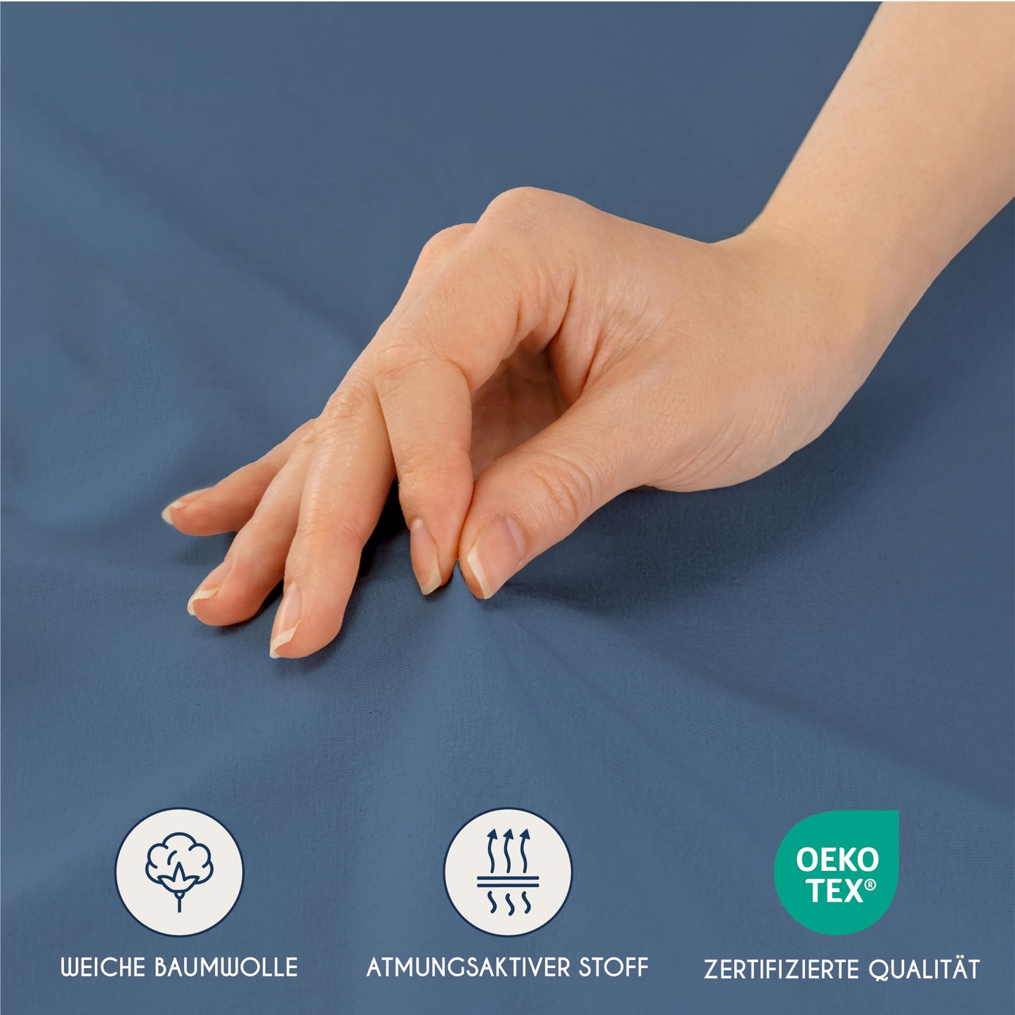 Dreamzie - fitted sheet 180x200cm - cotton Oeko Tex certified - blue - 100% jersey fitted sheet 180x200 - DHC_180x200_Bl_2