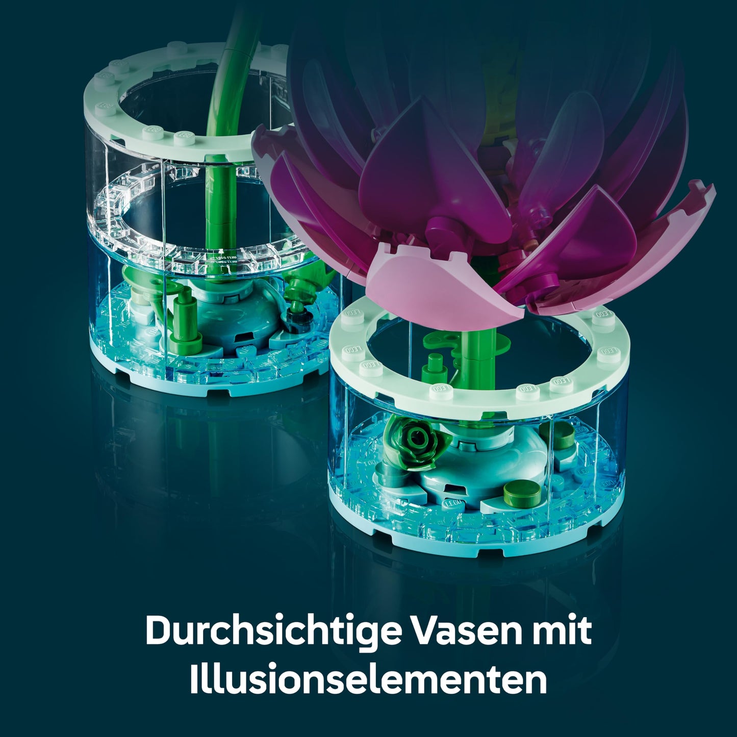 LEGO Botanicals Water Lilies - Artificial Flower Set with 2 Artificial Potted Plants in Transparent Vases - DIY Children's Room Decoration - Gift for Girls Ages 9 and Up & Adult Flower Lovers - 11511