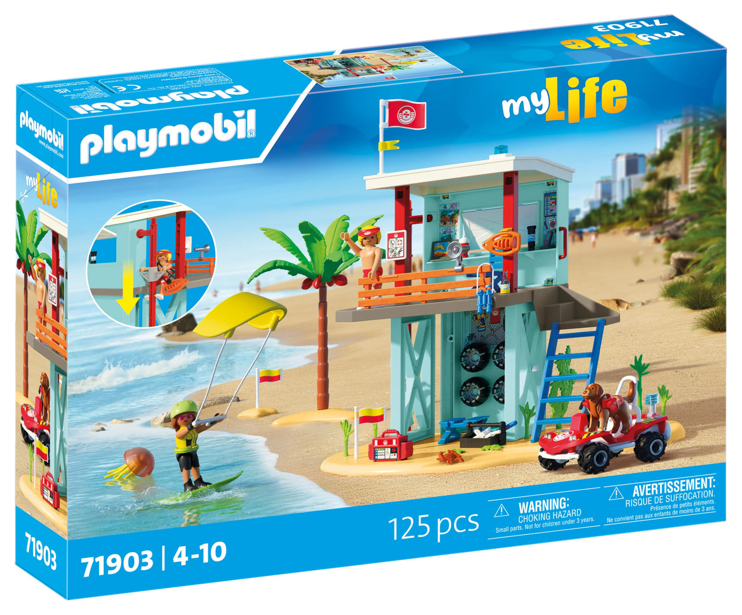 PLAYMOBIL | Vacation on the Beach | Rescue tower with beach buggy | Toys for ages 4+ | Gift for children | Promotes creativity & sense of adventure | Beach adventure with figures & vehicle | 71903