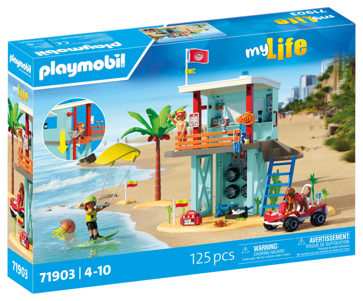 PLAYMOBIL | Vacation on the Beach | Rescue tower with beach buggy | Toys for ages 4+ | Gift for children | Promotes creativity & sense of adventure | Beach adventure with figures & vehicle | 71903
