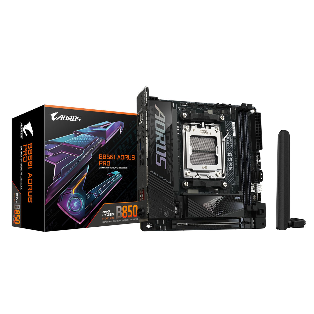 GIGABYTE B850I AORUS PRO Motherboard - Supports AMD Ryzen 9000 Series CPUs, 8+2+1 Phase Digital VRM, up to 8400MHz DDR5 (OC), 1xPCIe 5.0 + 1xPCIe 4.0 M.2, 2.5LAN, WiFi 7, USB 3.2 Gen 2