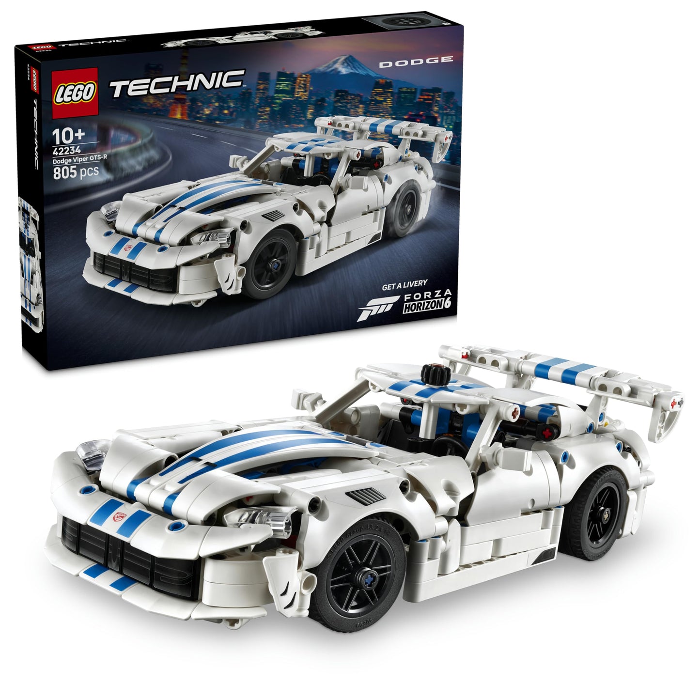 LEGO Technic Dodge Viper GTS-R sports car - building set - racing car with steering, V10 piston engine and opening doors - birthday gift for children aged 10 and over - 42234