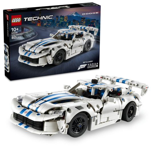 LEGO Technic Dodge Viper GTS-R sports car - building set - racing car with steering, V10 piston engine and opening doors - birthday gift for children aged 10 and over - 42234