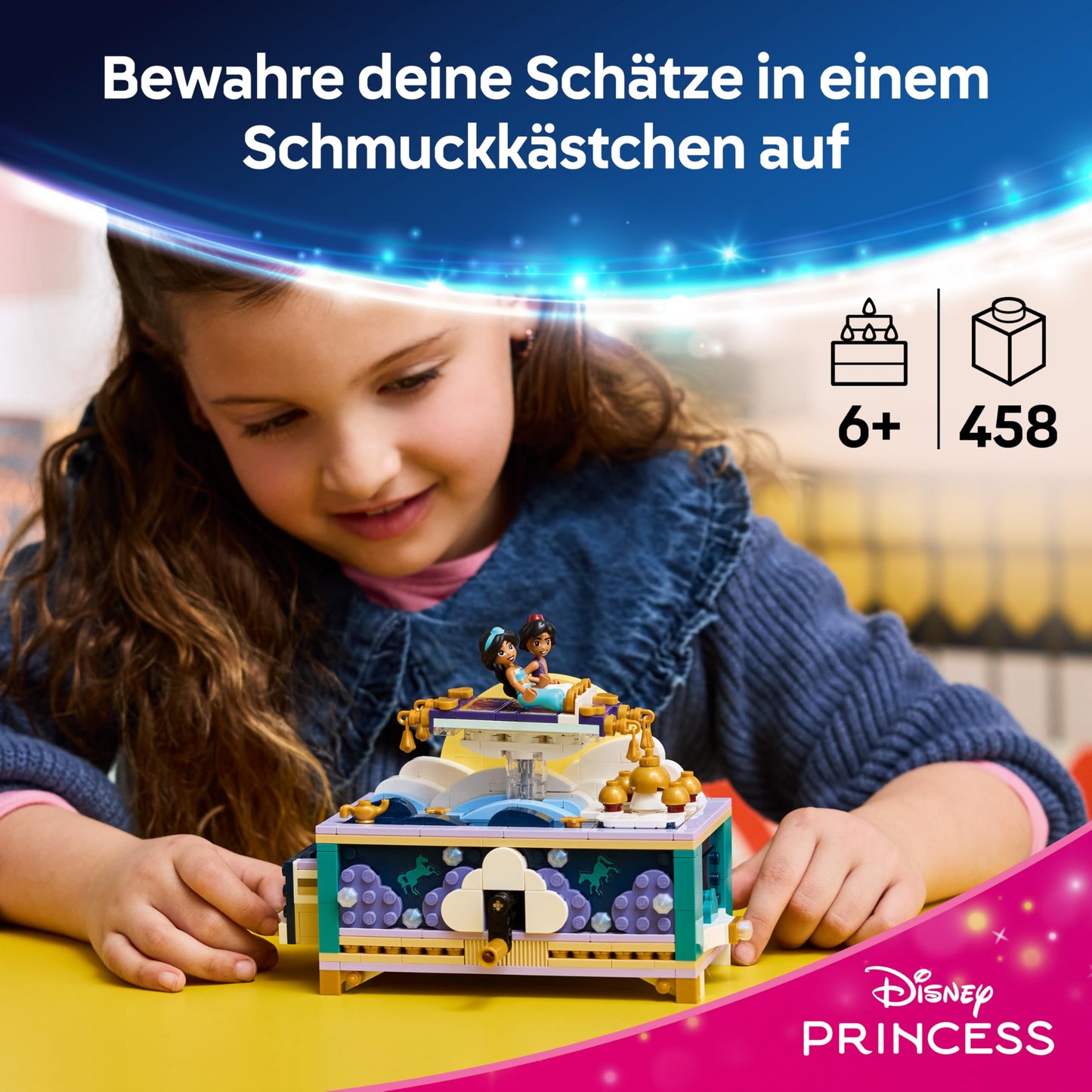 LEGO ǀ Disney Princess Jasmin's jewelry box - Aladdin set with 2 mini dolls, 2 rings and djinn lamp - room decoration - gift for girls aged 6 and over and fans - 43295