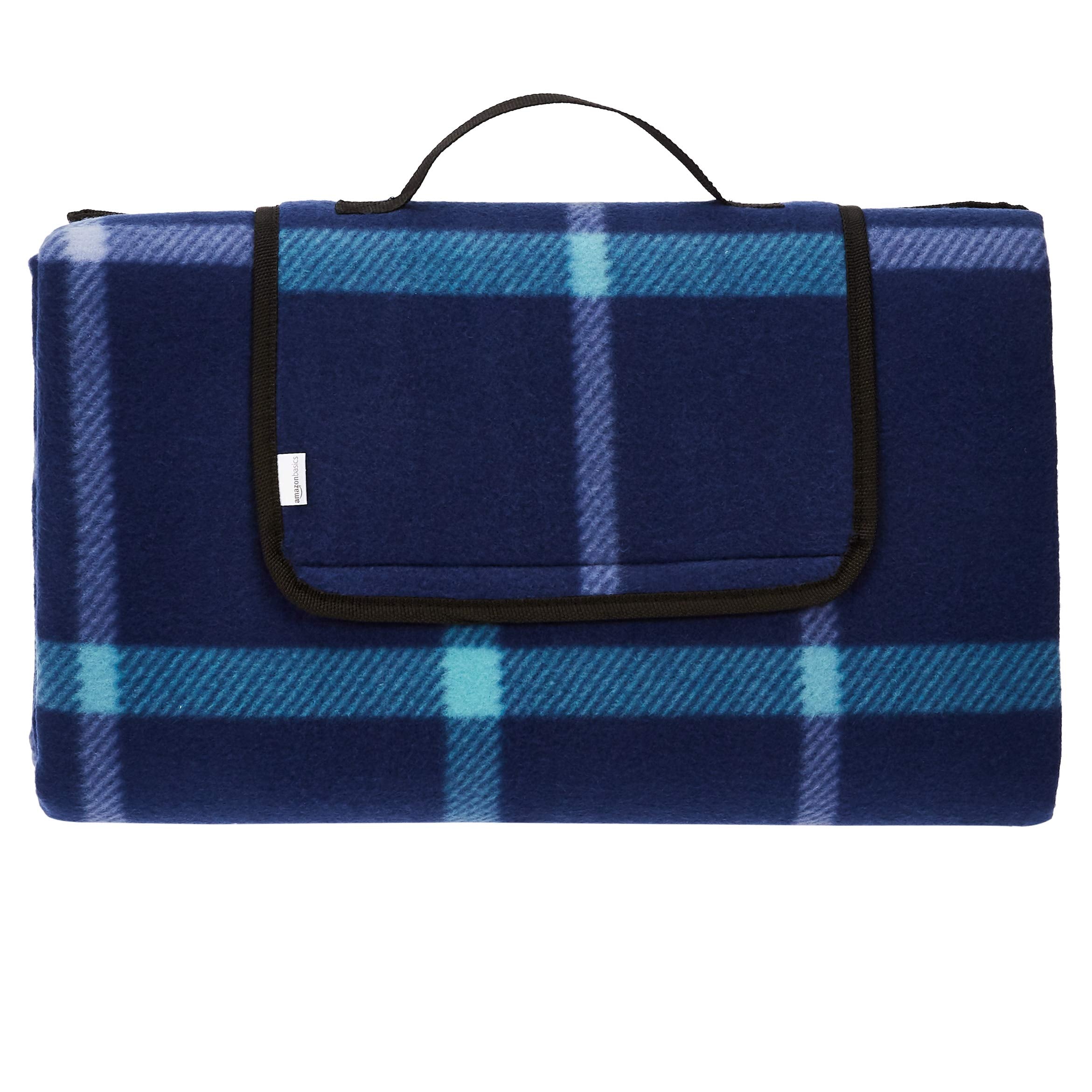 Amazon Basics Kitchen Picnic Blanket with Waterproof Backing, Dark Blue, 200 x 200 cm - TEX0724-6