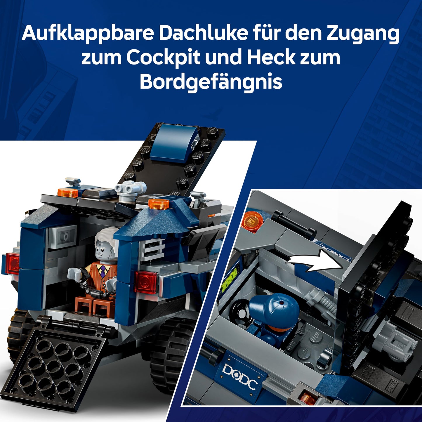 LEGO | Marvel Spider-Man Chasing the Prison Transporter - Superhero toy with armored vehicle and 4 minifigures including Tombstone and Tarantula - Gift for boys aged 8 and up - 76349