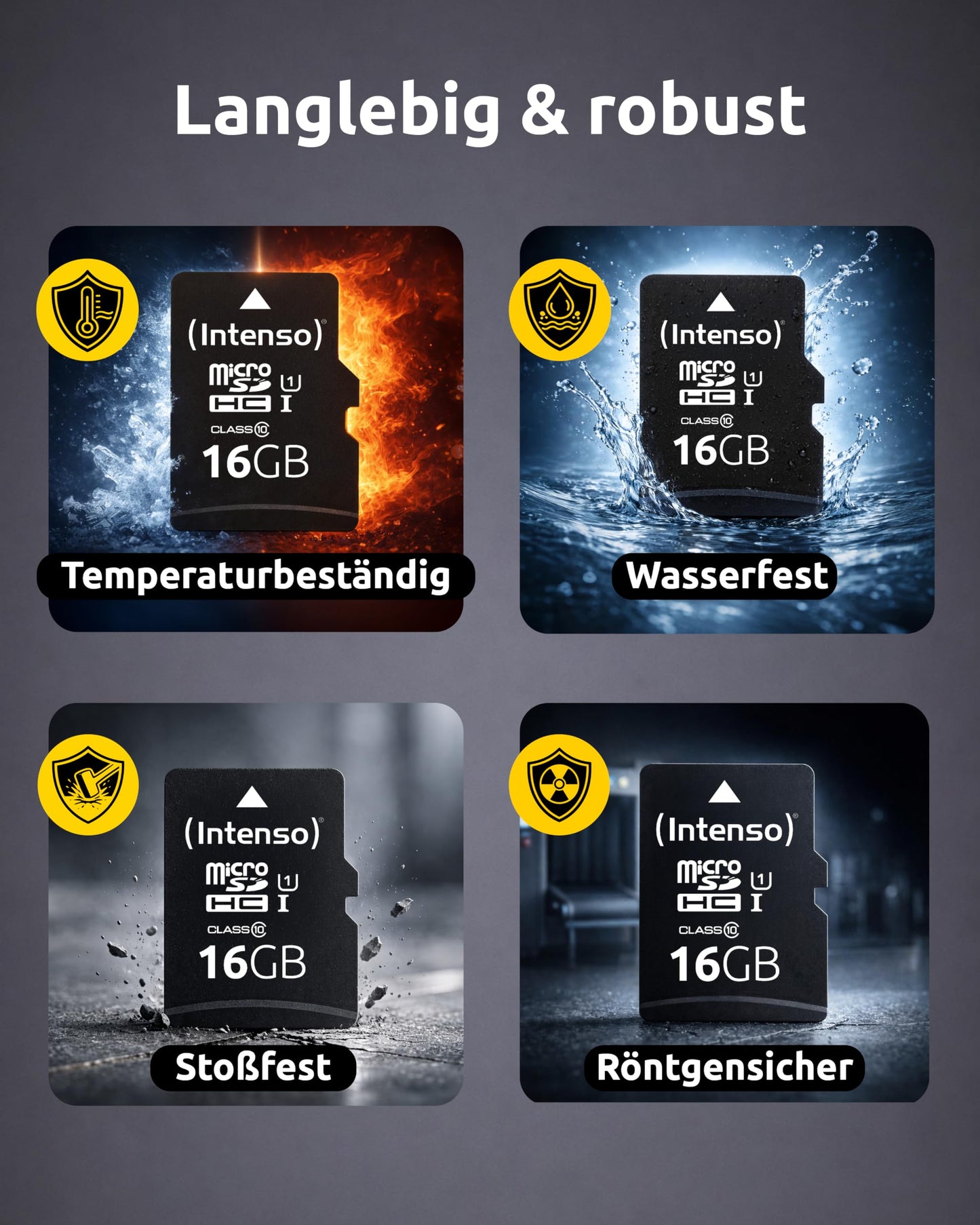 Intenso microSD card Premium Multipack, 5x 16 GB, Micro SDHC, for smartphones, tablets & cameras, waterproof, drop-proof, X-ray-proof, temperature-proof, up to 90 MB/s - 3423575
