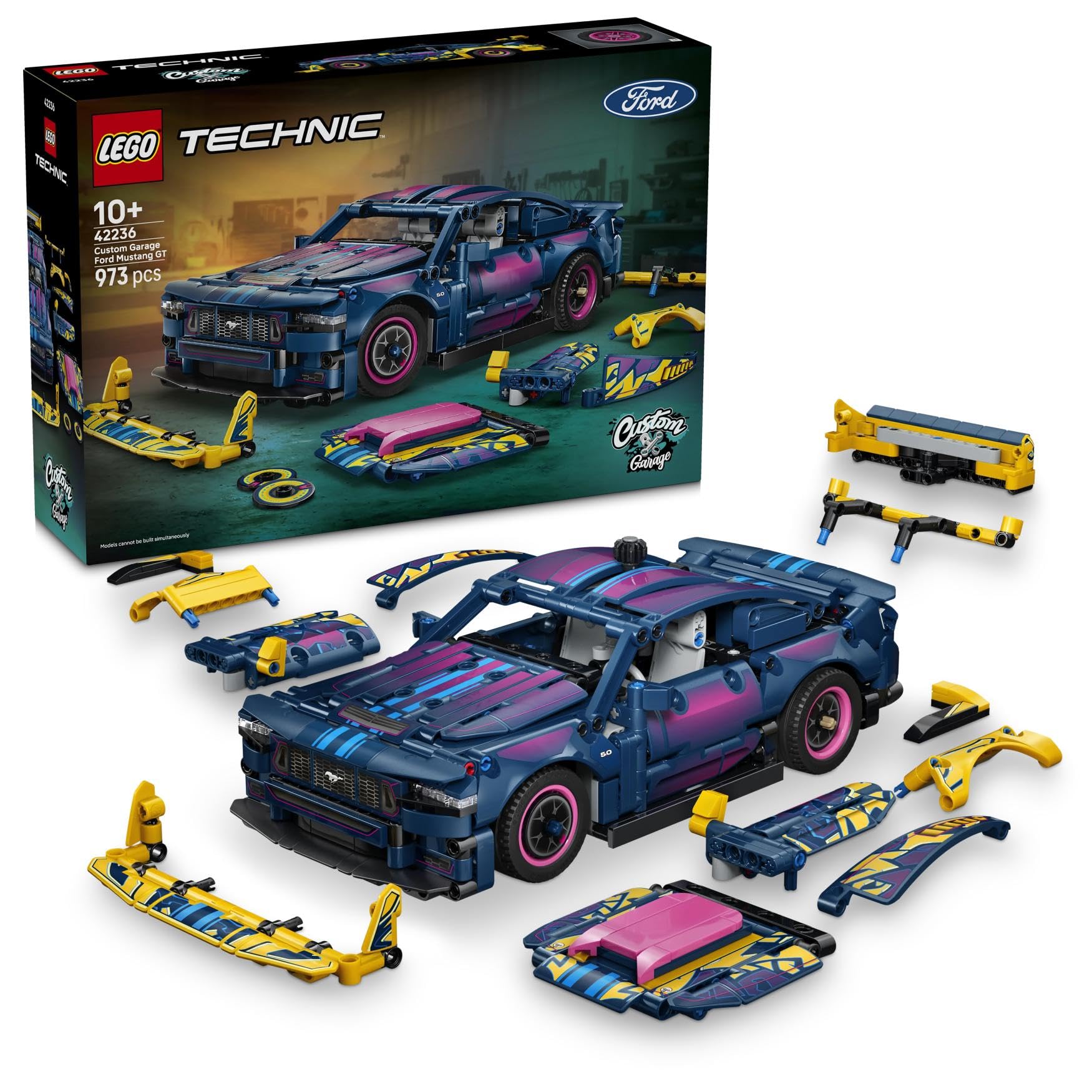 LEGO Technic Ford Mustang GT car from the tuning workshop - customizable toy car - speedster with steering and 8-cylinder piston engine - gift idea for children aged 10 and over - 42236