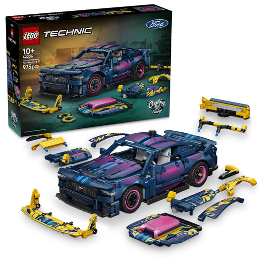 LEGO Technic Ford Mustang GT car from the tuning workshop - customizable toy car - speedster with steering and 8-cylinder piston engine - gift idea for children aged 10 and over - 42236