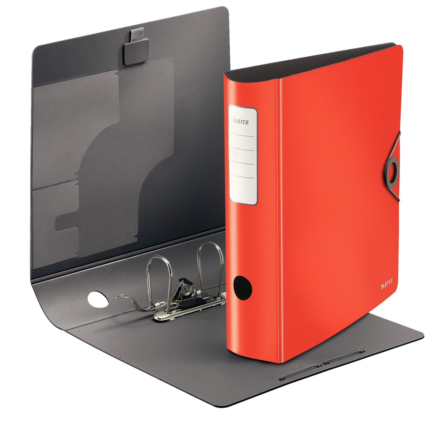Leitz quality folder 180° Active Solid, A4, pack of 5, wide, rounded spine, 8.2 cm wide, elastic band closure, light polyfoam, plastic folder, WOW series, red, 10471020 - 10471020-5