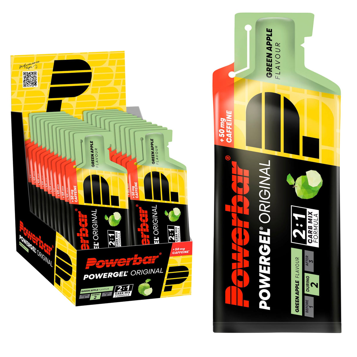 Powerbar PowerGel (24x41g) Măr verde (cu cafeină) - Energie & Rezistență - Gel energetic - 22010100