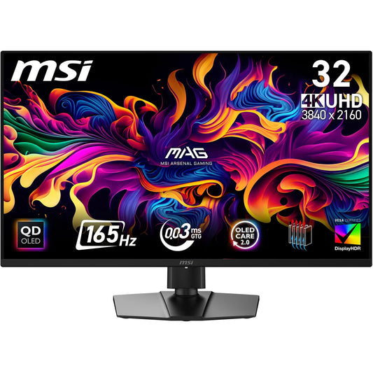 MSI MAG 322UPA QD-OLED E16 – Monitor de gaming de 32" 4K-QD-OLED cu 165 Hz, 0,03 ms, DisplayHDR True Black 400, precum și compatibilitate FreeSync Premium și G-SYNC. - 4711377389563