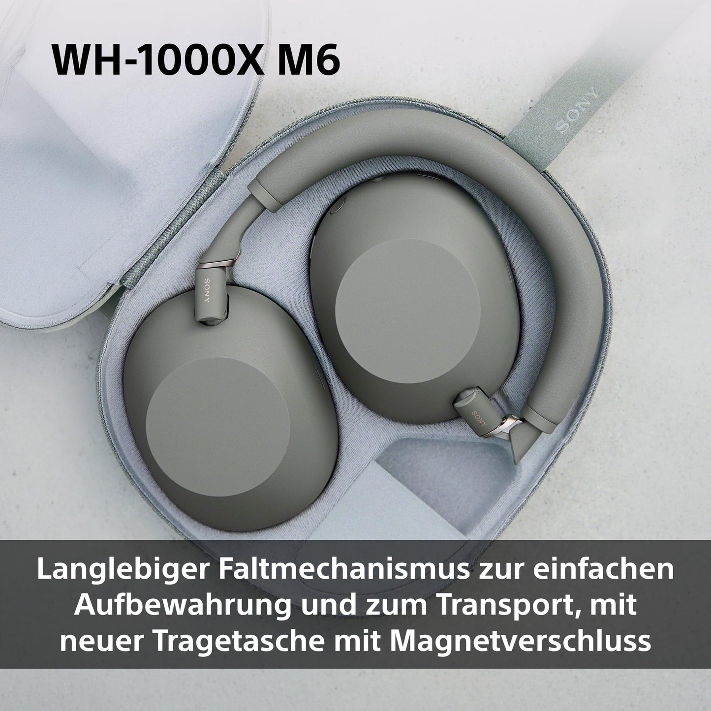 Sony WH-1000XM6 Wireless Noise Canceling Headphones, Signature Hi-Res Sound, Bluetooth Headphones, Comfort, Foldable Design, Magnetic Carrying Case, 30 Hour Battery NC On, iOS & Android - Olive Gray - WH1000XM6G.CE7
