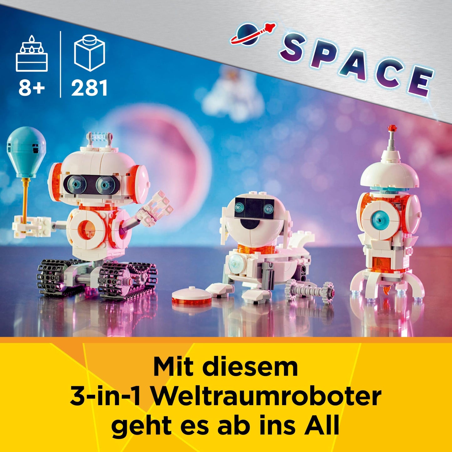LEGO Creator 3in1 space robot - toy convertible into dog figure or rocket model - building set for children - space travel gift idea for boys and girls aged 8 and over 31164