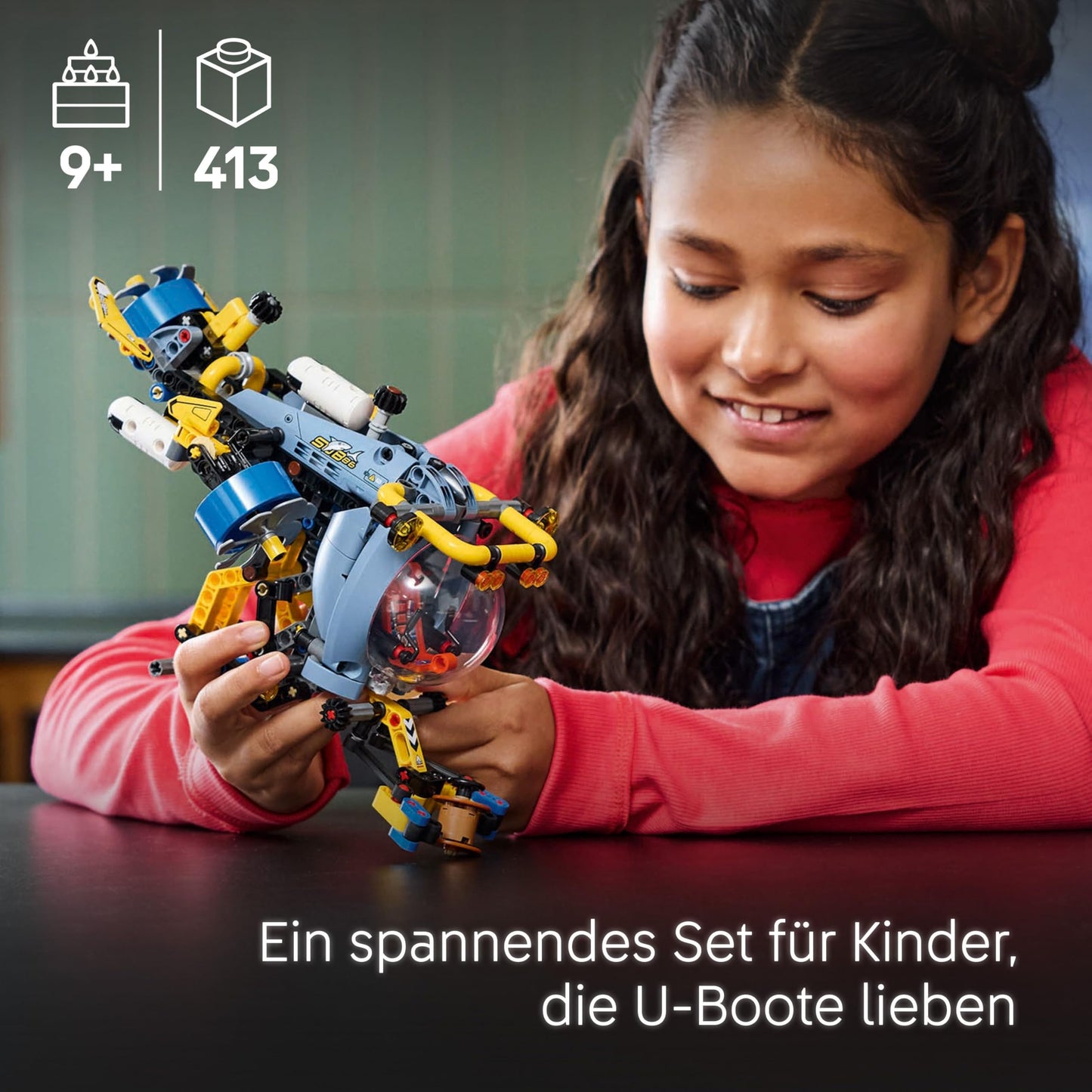 LEGO Technic deep sea explorer submarine toy, building toy for children, boys and girls aged 9 and up, creative birthday gift ideas, buildable vehicle, with rotating propellers 42201