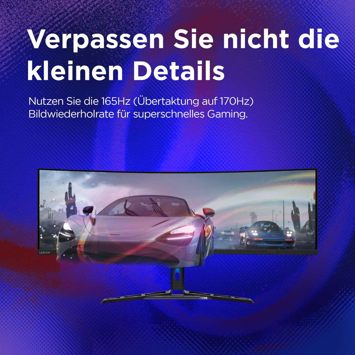 Lenovo R45w-30 Gaming Monitor | 44.5 inches | DQHD | 5120x1440 | 165Hz | 450 nits | 1ms response time | HDMI | DP | AMD Radeon FreeSync | black - 67B1GAC3EU