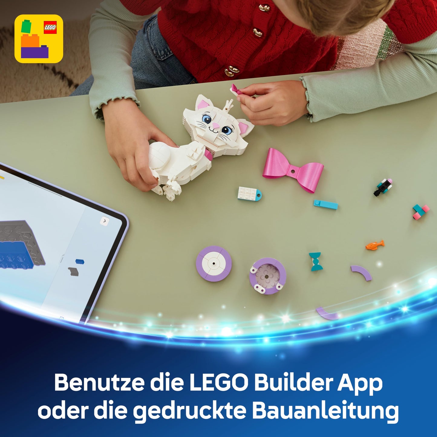 LEGO ǀ Disney Aristocats: Enchanting Marie - toy cat figure with accessories - including textile bow - DIY decoration for the bedroom - gift for girls aged 7 and up and fans - 43286