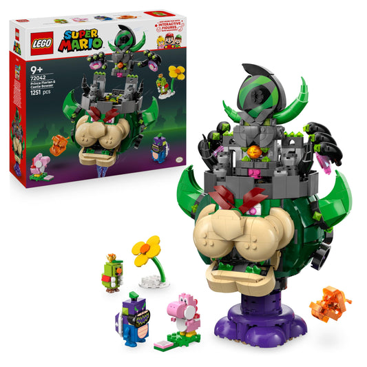 LEGO Super Mario Prince Florian & Castle Bowser - Interactive toy with 4 figures - Pink Yoshi & stand for playing and displaying - Gamer gift for boys and girls aged 9 and up - 72042
