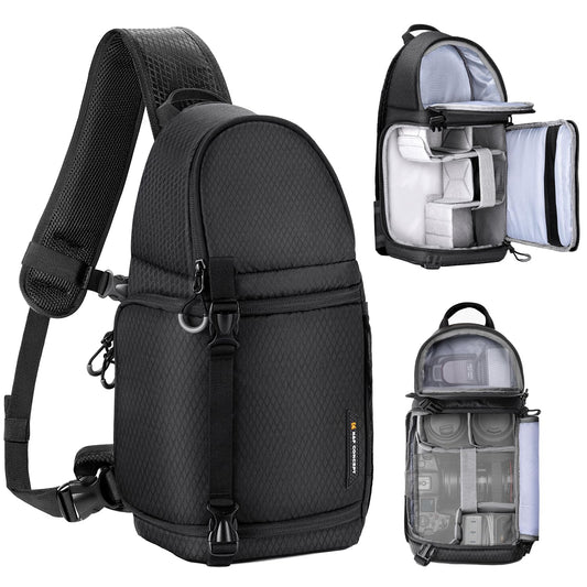 K&F CONCEPT Camera Shoulder Bag Waterproof Camera Travel Bag Photo Backpack Camera Shoulder Bag Quick Access Photo Backpack Black - KF13.141JP