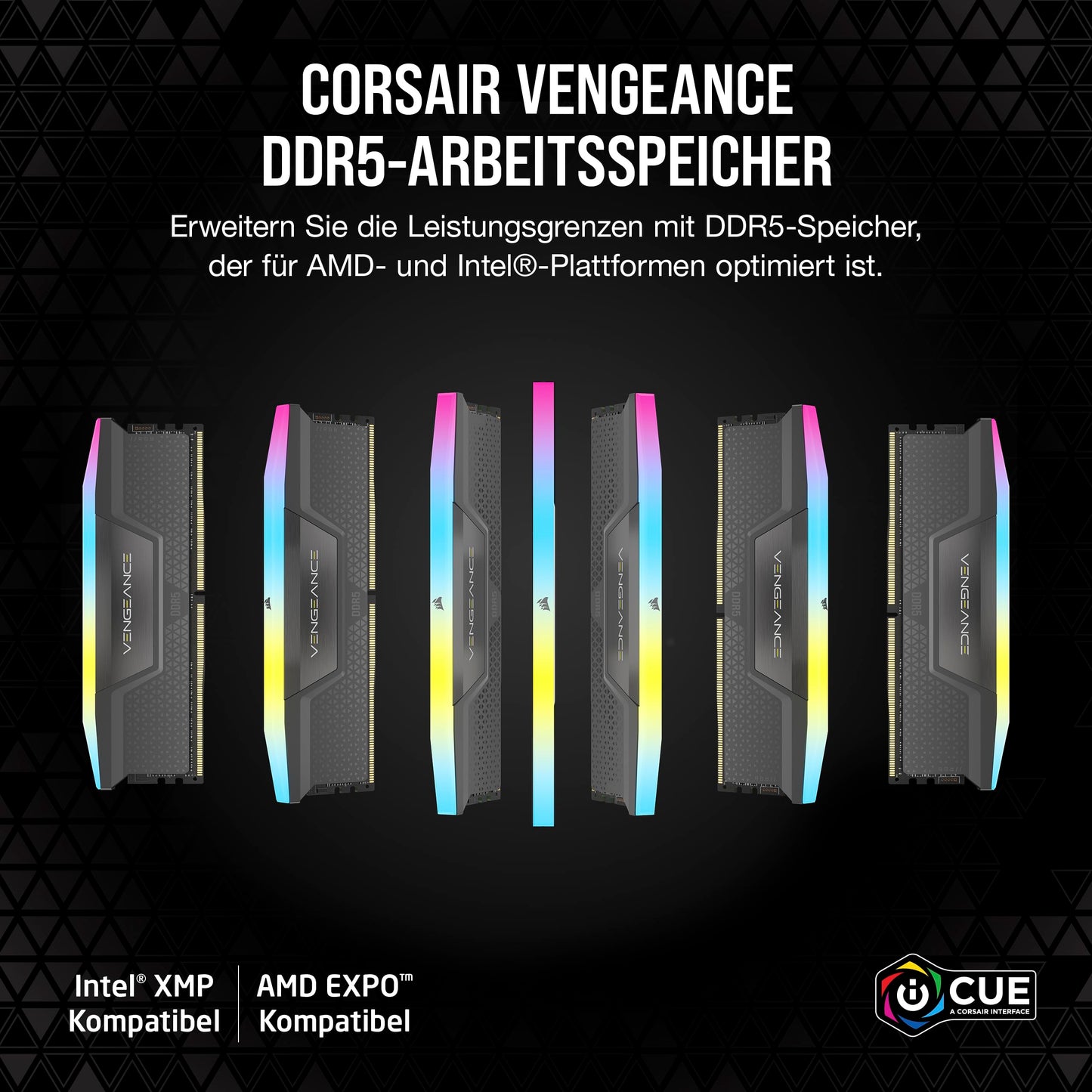 CORSAIR VENGEANCE RGB DDR5 RAM 32GB (2x16GB) Up to 6000MHz CL36-44-44-96 1.35V AMD EXPO Intel XMP 3.0 Desktop Memory - Gray (CMH32GX5M2E6000Z36)