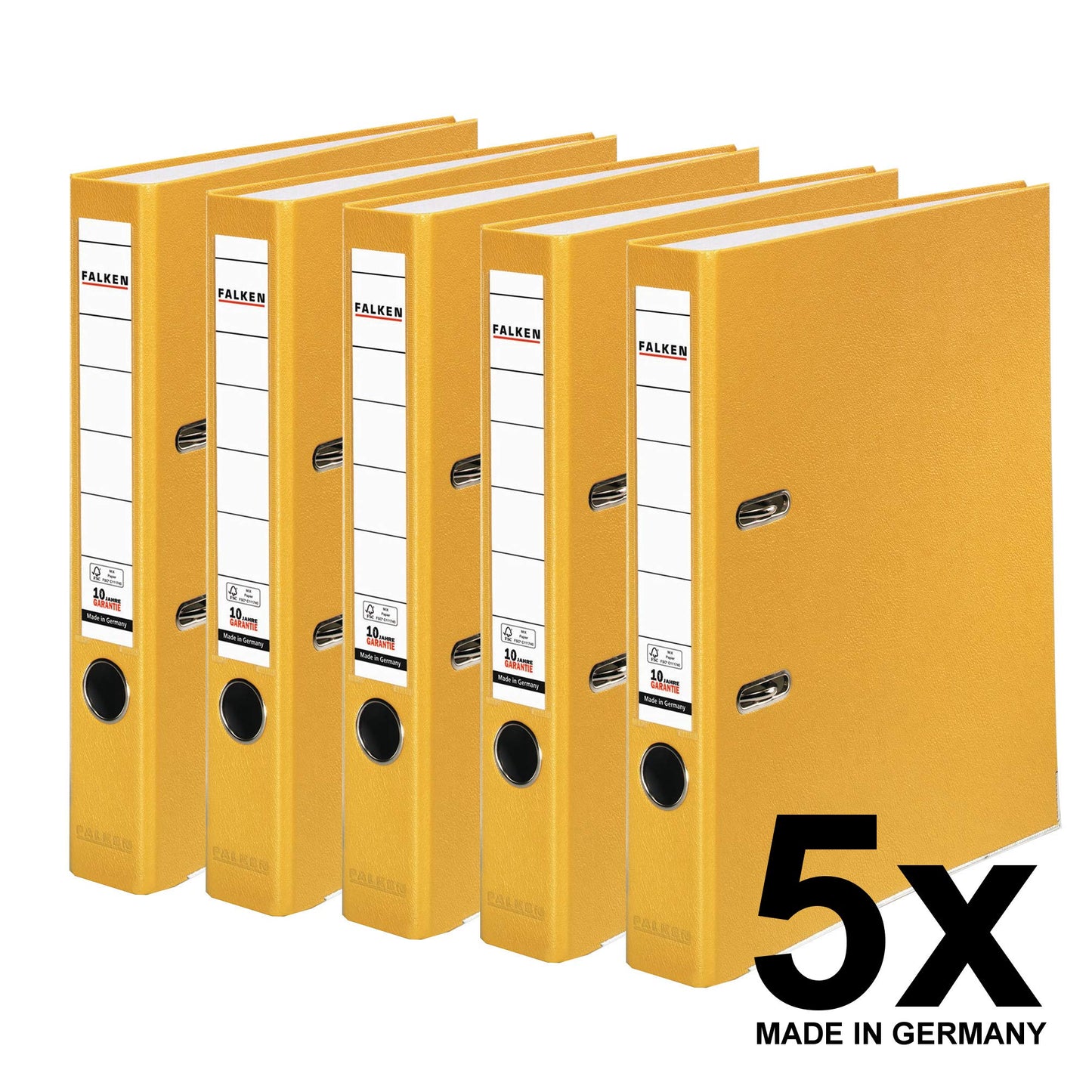 FALKEN 5x PP-Color plastic folder 5 cm narrow DIN A4 yellow - 15047940