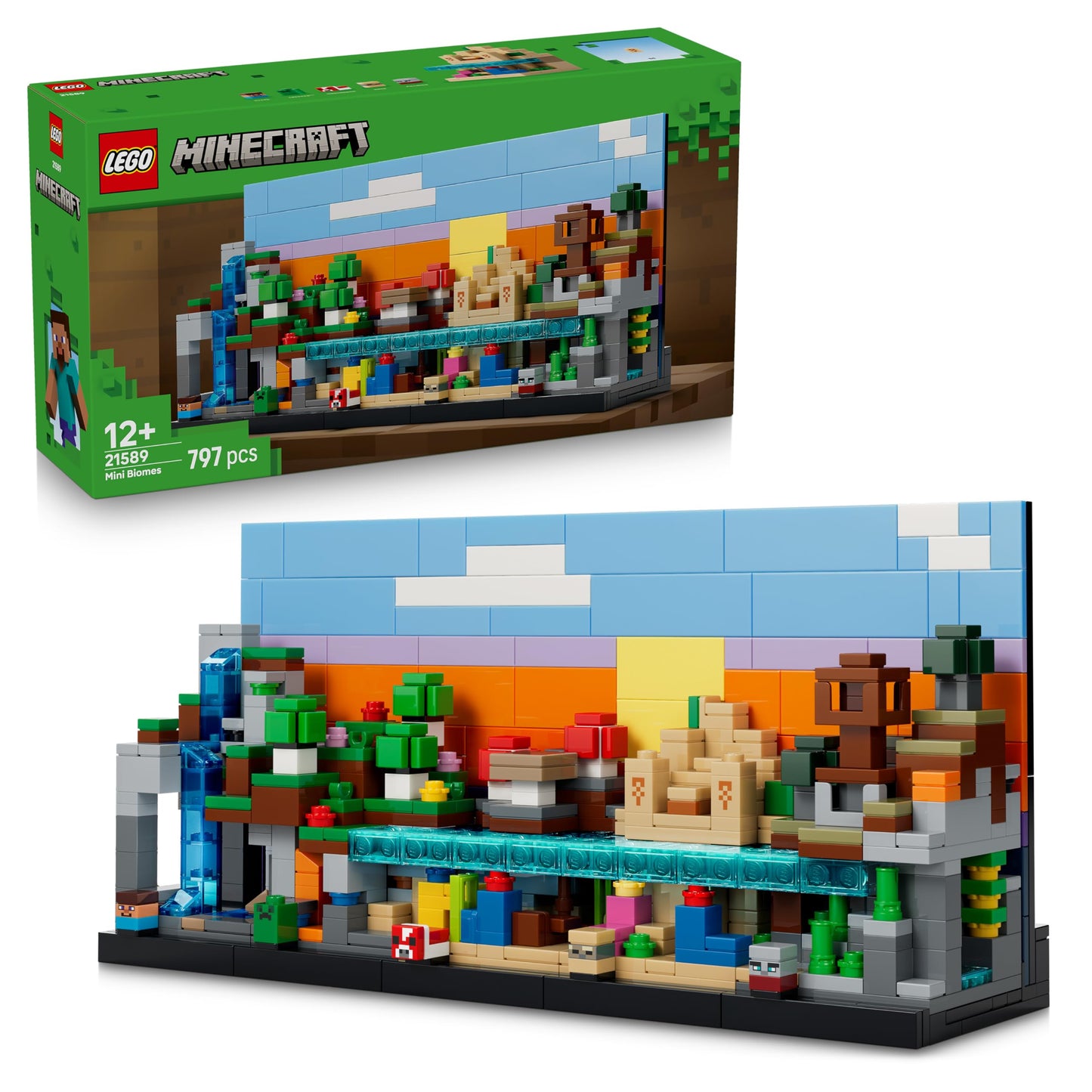 LEGO Minecraft Mini-Biome - DIY decoration set - 3D puzzle with 5 microfigures - creative playset for building and collecting - gamer gift for boys, girls and teenagers aged 12 and over - 21589