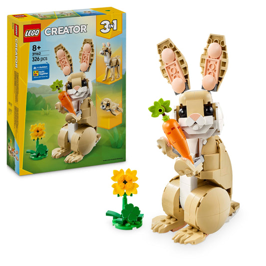 LEGO Creator 3in1 bunny - animal figure that can be converted into a llama or seal - creative birthday gift for girls and boys aged 8 and over - 31162
