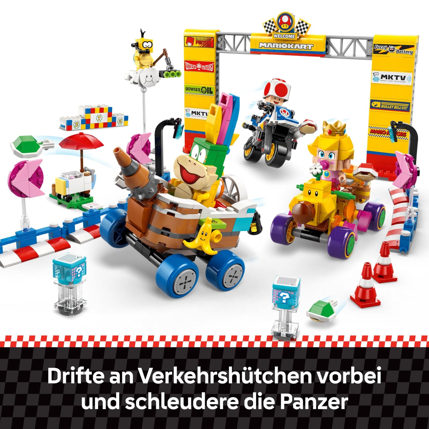 LEGO Super Mario: Mario Kart – Baby Peach & Grand Prix Building Toy Set, with 4 Nintendo Character Figures and 4 Vehicles Incl. Standard Bike, Gift for 8 Plus Year Old Boys, Girls and Gamers 72036