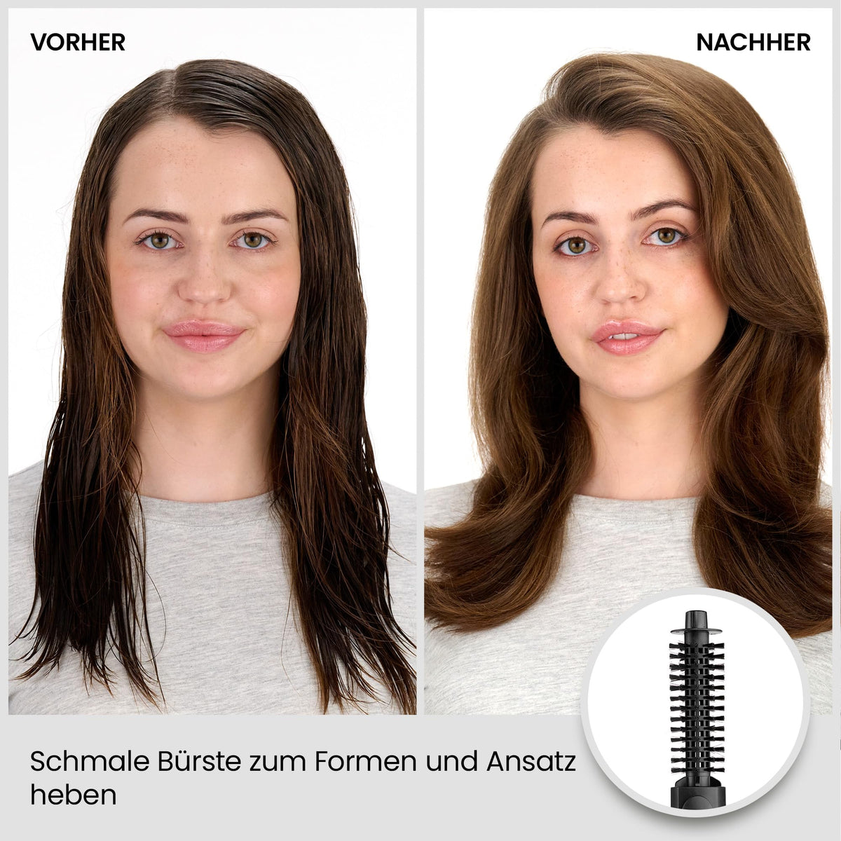 BaByliss Dry, Straighten and Style - Perie rotativă cu aer cald, 1000W, uscător cu perie rotundă cu ioni, cu 4 accesorii pentru uscare, îndreptare și crearea volumului, Negru, AS200E