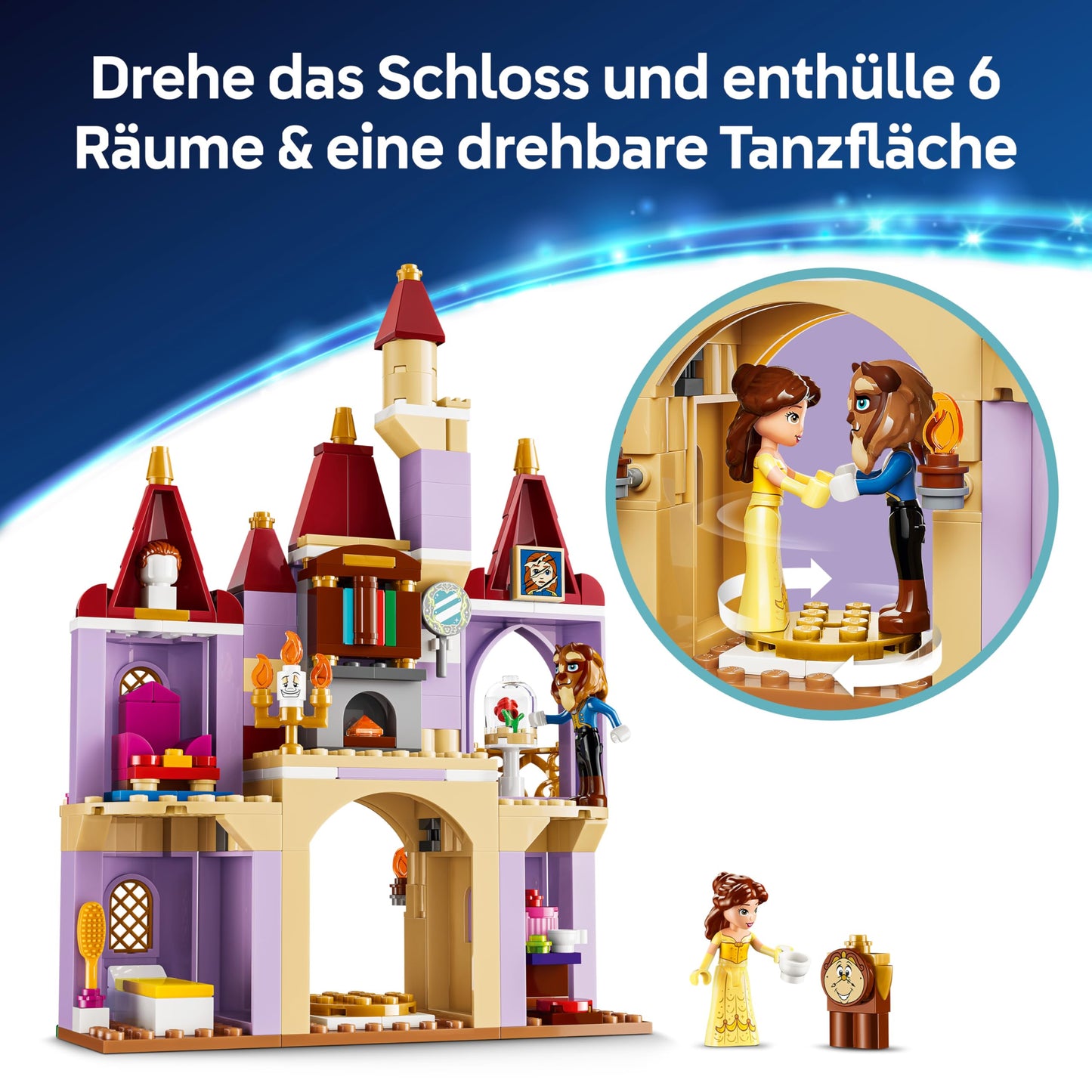 LEGO ǀ Disney Princess The Enchanted Castle of Belle and the Beast - including 2 mini dolls and Lumière figure - gift for girls aged 5 and up and fans of Beauty and the Beast - 43289