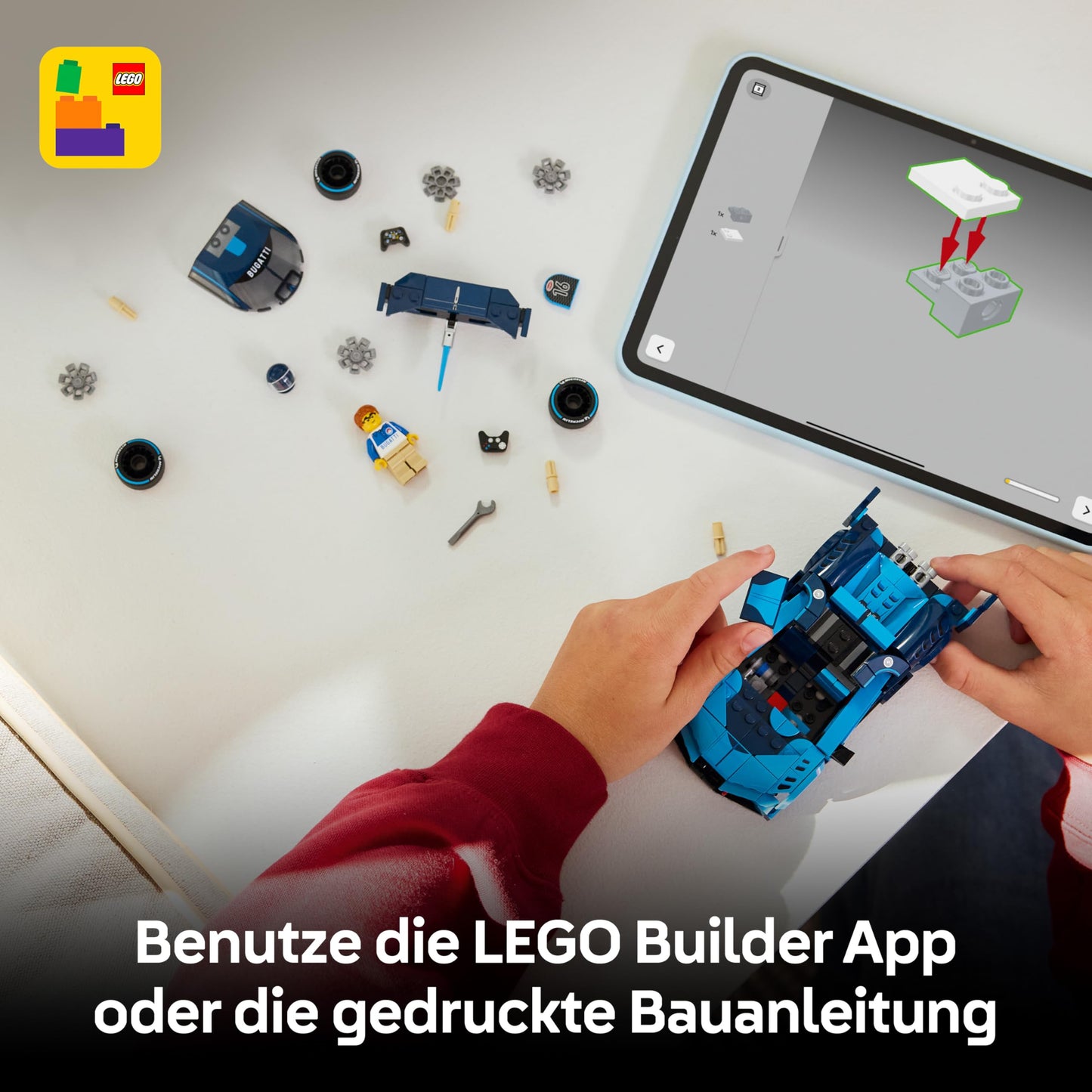 LEGO Speed Champions Bugatti Vision Gran Turismo hyper sports car - model building with collectible driver minifigure - gaming gift idea for boys aged 9 and up and motorsport fans - 77253