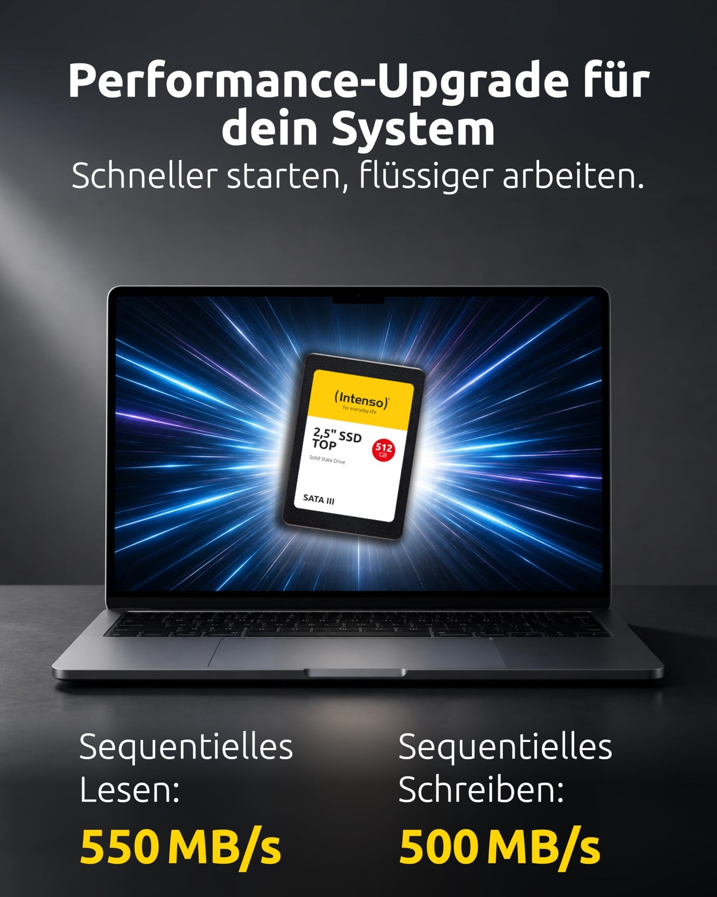 Intenso Internal 2.5" SSD SATA III Top, 512 GB, 550 MB/seconds, Black - 3812450