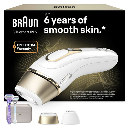 Braun IPL Hair Removal Devices Silk·expert Pro 5, PL5157, White/Gold