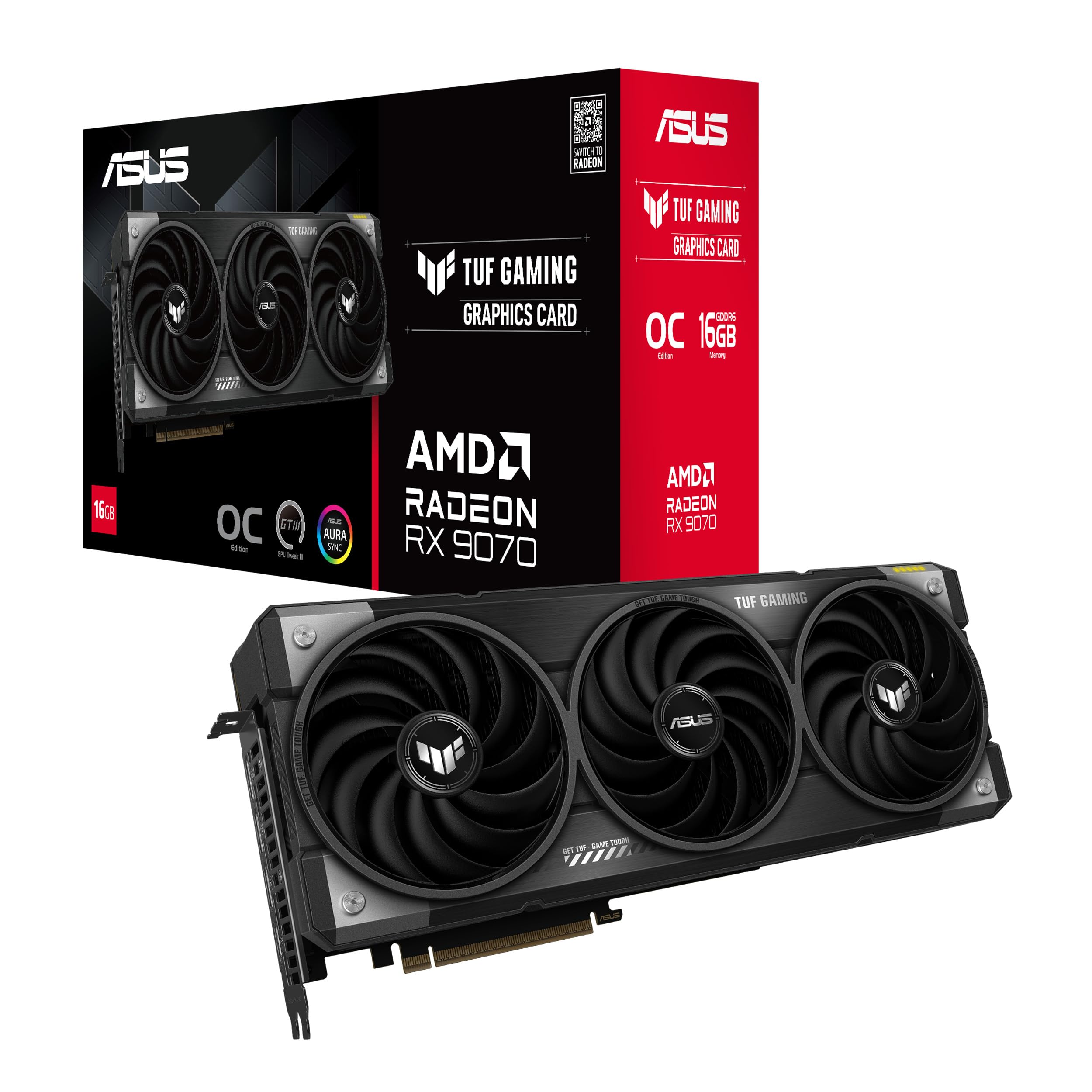 ASUS TUF Gaming Radeon RX 9070 OC Edition 16GB GDDR6 graphics card - TUF-RX9070-O16G-GAMING
