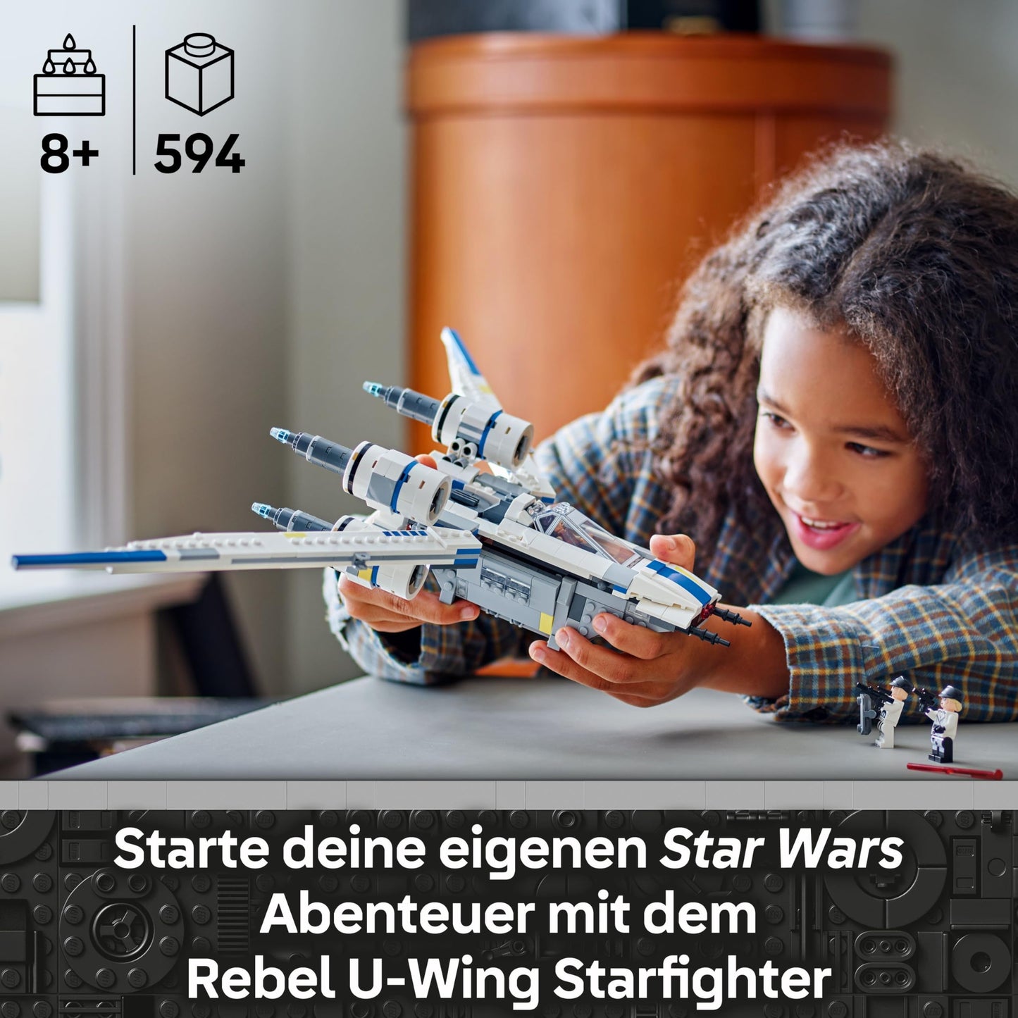 LEGO Star Wars 75399 Rebel U-Wing Starfighter - toy with swivel wing function & 3 minifigures including Cassian Andor & K-2SO droid figure - gift for boys aged 8 and up & Andor Season 2 fans