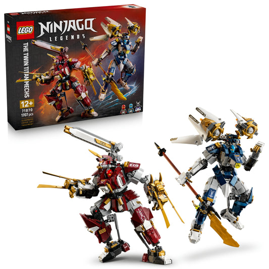 LEGO NINJAGO The twin titan mechs - ninja playset with 2 action figures and 3 minifigures including Kai and NYA - children's room decoration - gift idea for boys aged 12 and over and teenage fans - 71870