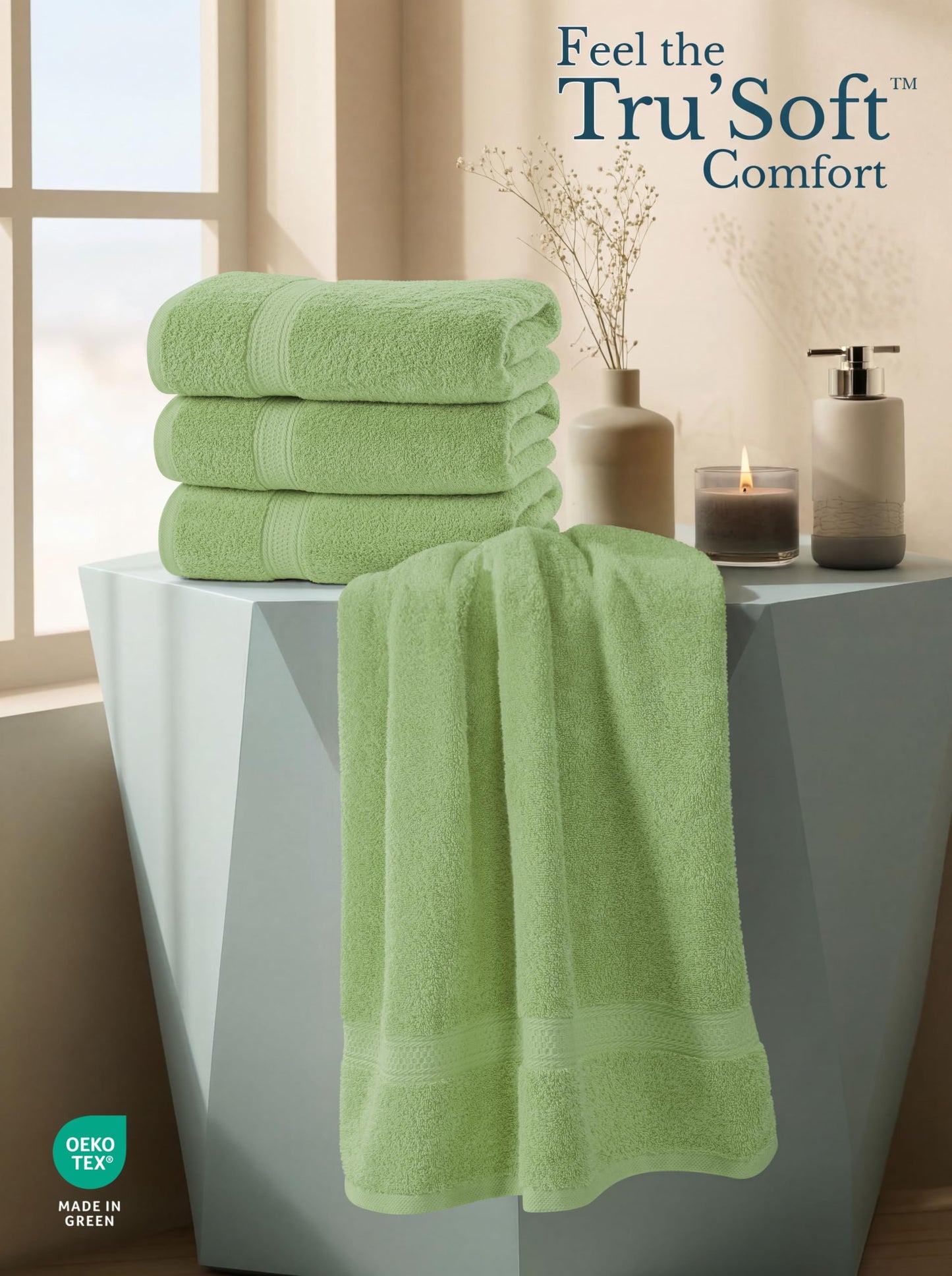 Utopia Towels 4-pack bath towel set, 69 x 137 cm, sage green - UT0495