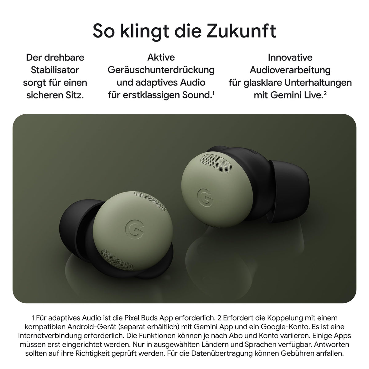 Google Pixel Buds Pro 2 - Căști fără fir cu anulare activă a zgomotului - Căști Bluetooth - Olive - GA12449-EU