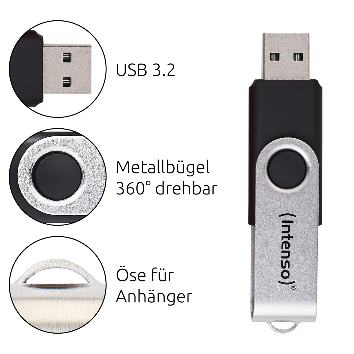 Intenso Office Line 256 GB USB-A 3.2 Gen 1x1 Stick, Silver-Black - 3543492