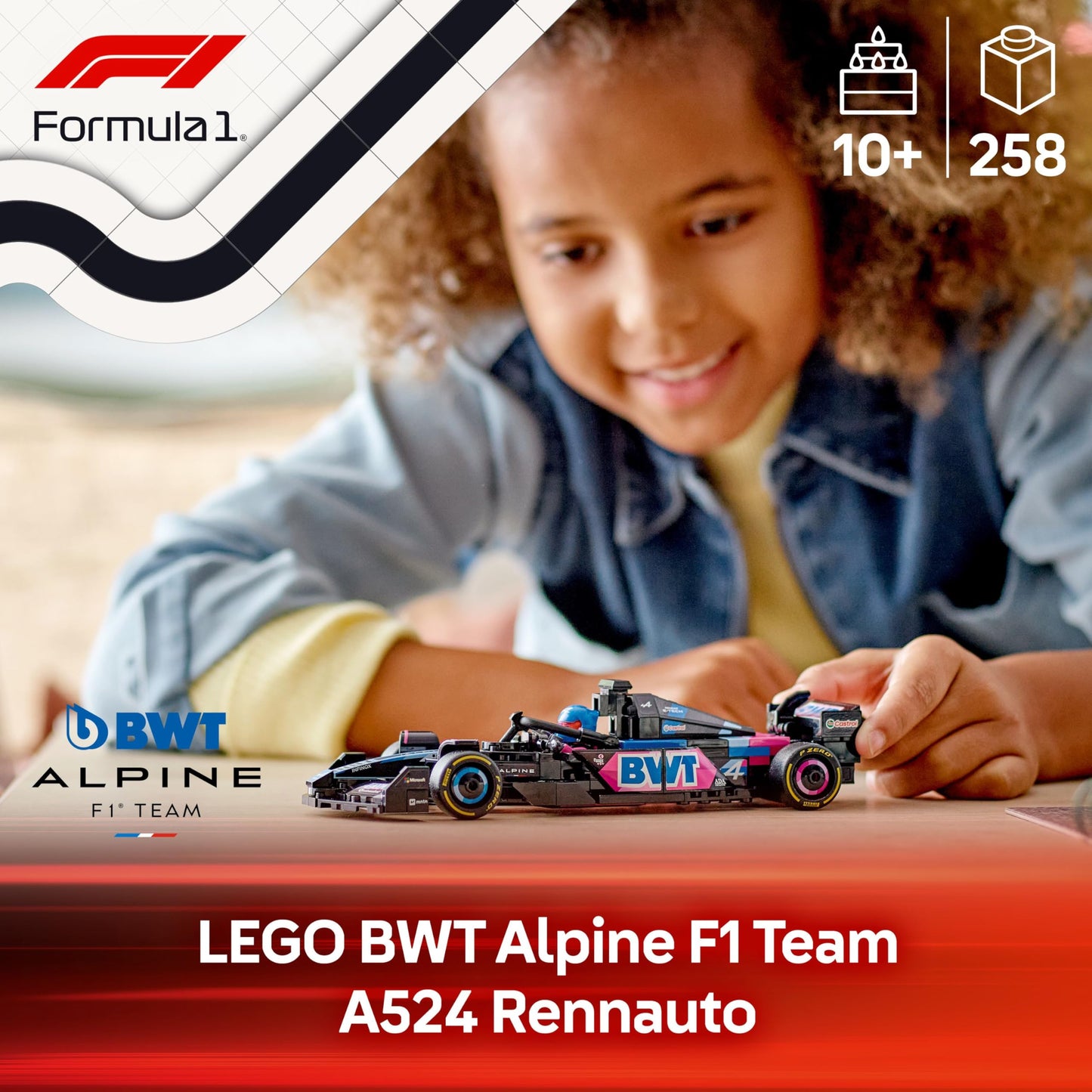 LEGO Speed Champions BWT Alpine F1 Team A524 racing car - toy with Formula 1 minifigure to collect - gift for boys and girls aged 10 and over and adult motorsport fans 77248