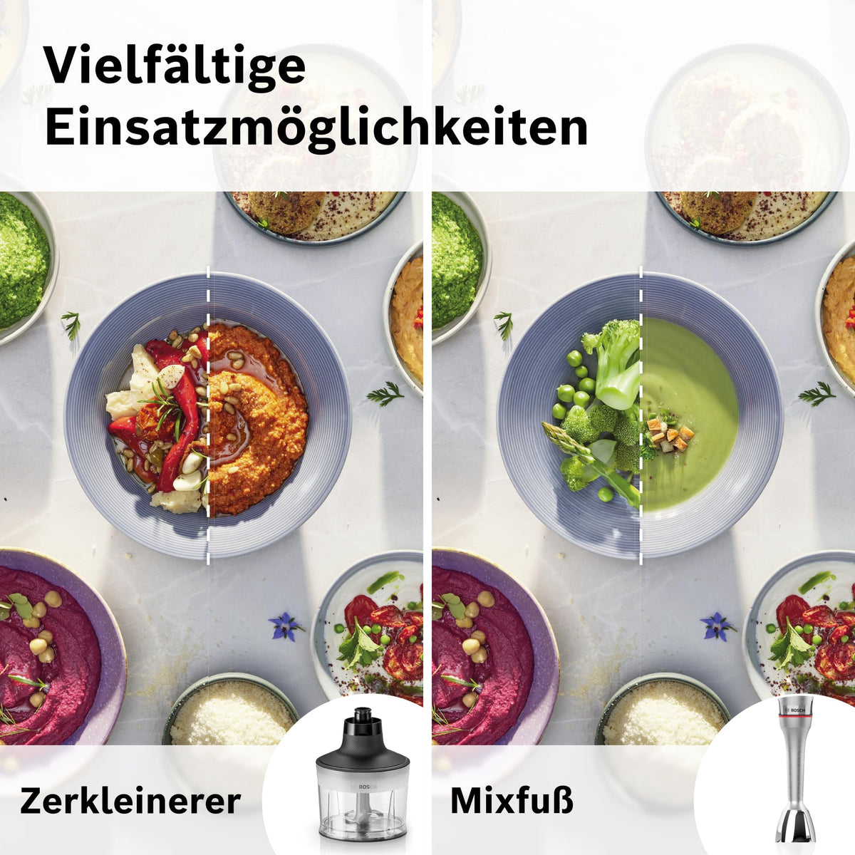 Bosch Hand Blender, Mixing Cup, Universal Chopper, Stainless Steel Blades, Dishwasher Safe, Spiral Cable, 1500 Watts, ErgoMaster Series 8 MSM8M930