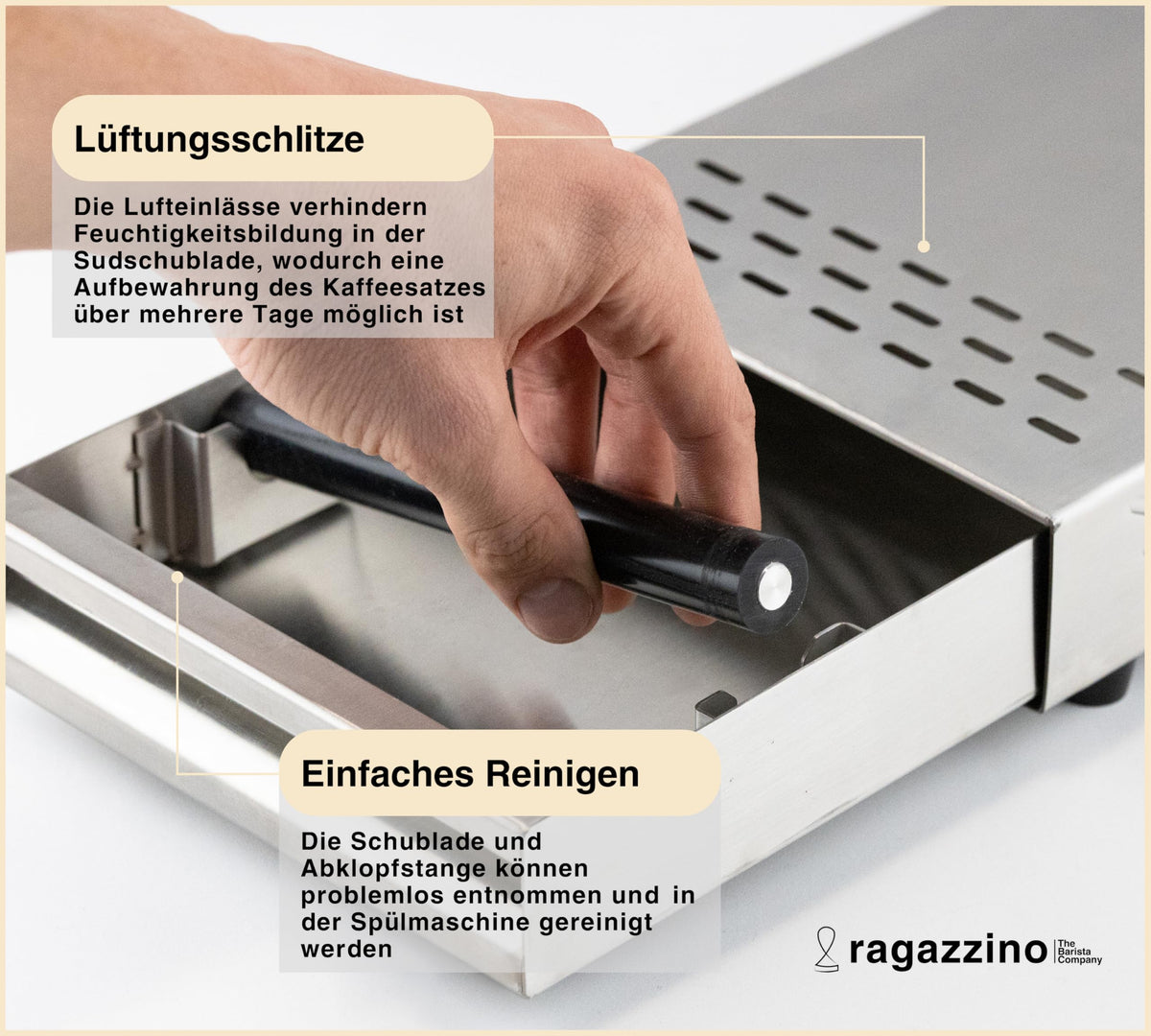 ragazzino stainless steel tapping container | 280x180x64mm - B09NL8L136
